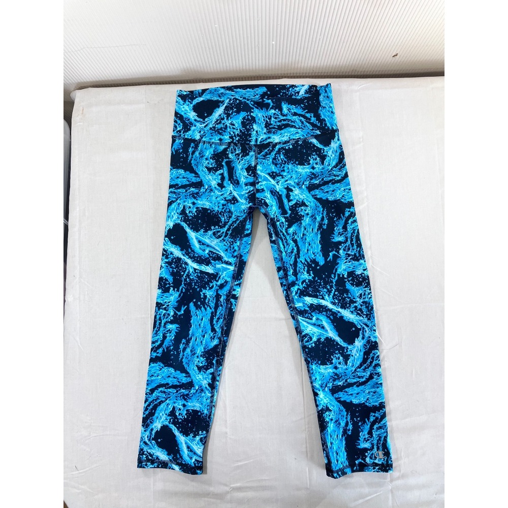 Champion Performance Leggings Women's Size S Blue Water Splash Print Athletic